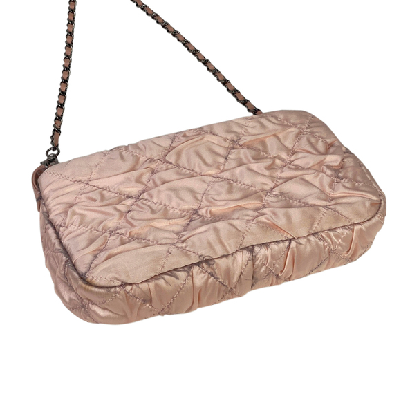 Chanel Coco CC Chain Fabric Shoulder Mark Pink Handbag Bag - Picture 1 of 11